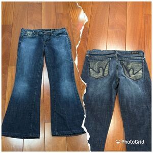 Citizens Of Humanity 'Paloma 088 Stretch Low Waist Blue Flare Wide Leg Jeans 27